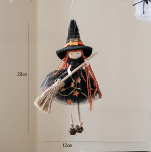 New Halloween Witch Decoration Cloth Pendant Door Handle Arrangement Pumpkin Mesh Broom Top <b>Hat</b> Angel Girl Hot Selling - Product Image 4