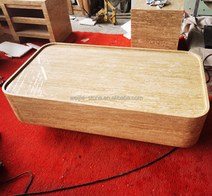 Table basse ovale en <span class=keywords><strong>travertin</strong></span>, moderne, beige et blanc, finition mate, meubles pour <span class=keywords><strong>salon</strong></span>, décoration intérieure - Product Image 4