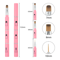 Brosse à cheveux multifonctionnelle 3 en 1 portable de haute qualité en nylon pour voyage, manucure, brosse plate, brosse à liner, outil de salon de manucure