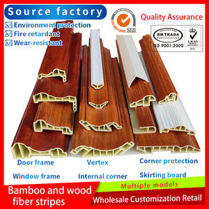Plinthe en fibre de bambou moderne et écologique, bande de coin assortie, grain de bois <span class=keywords><strong>PVC</strong></span>, plinthe de 6 cm, vente directe d'usine - Product Image 2