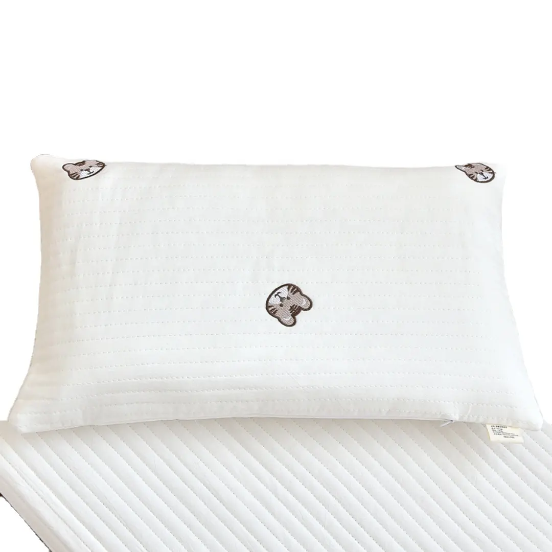 幼児用コットンベビーピローヘッド枕カバーソフト通気性ネック枕かわいい漫画刺Embroideryデザイン-枕とカバー