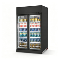 Réfrigérateur commercial à 4 portes vitrées pour boissons, vitrine réfrigérée à refroidissement par air pour supermarchés et magasins de proximité