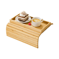 Plateau de canapé moderne en bambou antidérapant Accoudoir Plateau de canapé en bois pliable Porte-boisson pour les collations Téléphone portable Finition laquée pour boissons