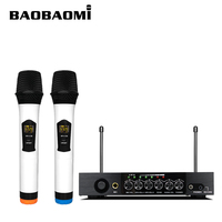 BAOBAOMI Dual Channel UHF Nirkabel untuk Mikrofon Reverb Karaoke Profesional Genggam M6-1 Multi-Plug untuk Android TV