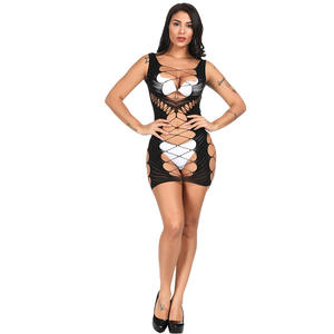 Lingerie en Nylon mince Sexy pour femmes au crochet résille nuisette Mini robe <span class=keywords><strong>grande</strong></span> maille body <span class=keywords><strong>taille</strong></span> unique Mini Chemise - Product Image 3