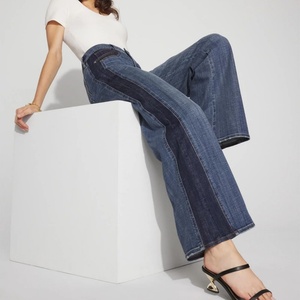 Jeans amples décontractés style vintage délavé avec empiècements personnalisables pour femme, en coton respirant, collection été 2025 - Product Image 1