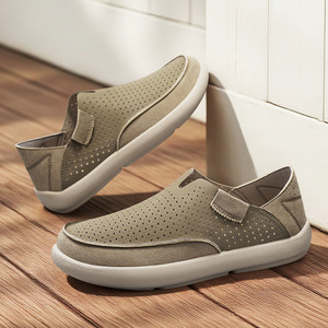 Baskets jaunes à bout rond à enfiler, en daim uni, semelle extérieure en caoutchouc, semelle intermédiaire en EVA, respirantes, chaussures d'été pour hommes - Product Image 3