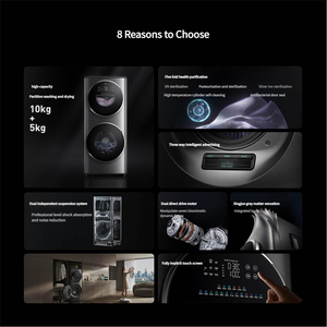 Máy giặt sấy tích hợp Xiaomi Mijia 15kg màu đen, tự động, cửa trước - Product Image 5