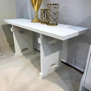 Mesas de Consola Modernas Minimalistas para Sala de Estar o Hotel, con Acabado de Cemento Blanco Rugoso e Irregular y Marco de Madera - Product Image 5