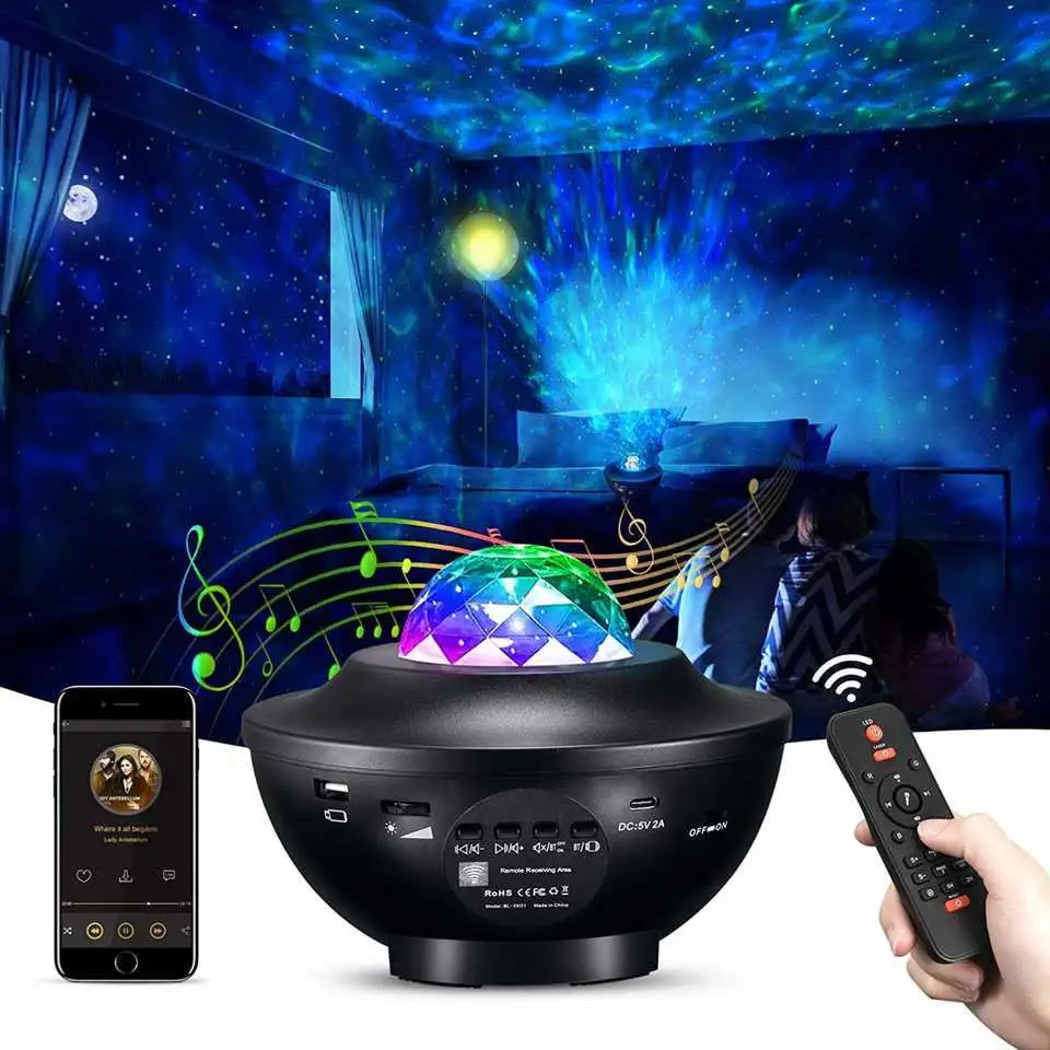 Smart Star Night Starry Projector Light, Laser Sky Star Projector BT Music Speaker Galaxy Projector With Remote Control