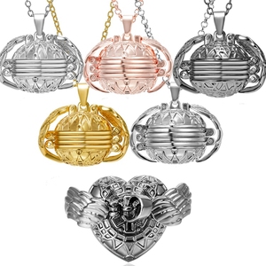 <span class=keywords><strong>Collier</strong></span> pendentif en forme de cœur ouvert avec ailes d'ange en or, cadeau <span class=keywords><strong>pour</strong></span> femme, vente en gros, <span class=keywords><strong>pour</strong></span> petite amie - Product Image 4