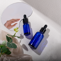 10ml 20ml 30ml 50ml 100ml brillant givré cosmétiques huile essentielle sérum bleu clair flacons compte-gouttes en verre