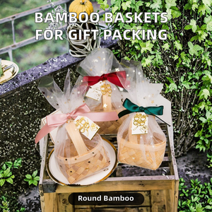 INS Style Recyclable Bamboo Baskets Candy Boxes Rustic Garden <b>Wedding</b> Pastoral Style Baby Full Moon Packaging Bags Gift <b>Packing</b> - Product Image 2