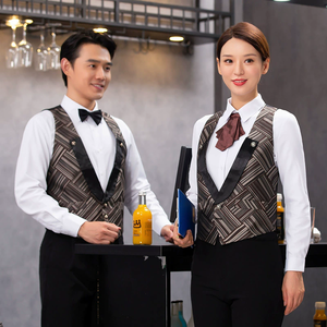 <span class=keywords><strong>Chaleco</strong></span> Antiestático de Algodón Unisex FUYI 2026, Uniforme de Trabajo para Camareros de Restaurantes Occidentales, Sin Costuras, con Detección de Agujas, para KTV y Hoteles - Product Image 5