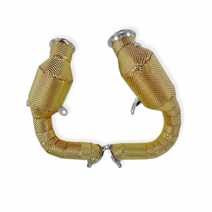 Downpipe ad Alto Flusso per <span class=keywords><strong>Porsche</strong></span> Macan <span class=keywords><strong>Turbo</strong></span> <span class=keywords><strong>S</strong></span> 3.0T 3.6T 2014-2018, Tubi di Scarico con Convertitore Catalitico e Isolamento in Oro - Product Image 1