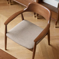 Chaise Moderne en Bois avec Dossier et Accoudoirs, Chaise de Salle à Manger Nordique en Bois Massif, Chaise Simple pour Négociations et Réunions
