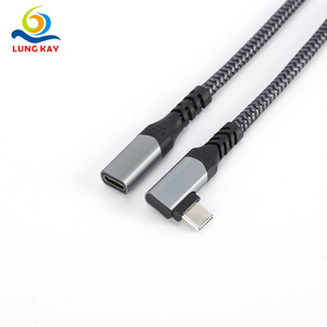 Cable USB Tipo C Macho a Hembra con Ángulo de 90 Grados, Gen2 PD100W 5A, Carga Rápida, Revestimiento de Nailon, 0.5M - Product Image 1