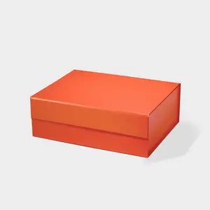 Premium Foil Stamping Laranja Cor Manet Lid Gift Box Atacado