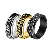 Nuevo Anillo Giratorio de Acero Inoxidable de 8mm, Color Negro y Dorado, con Nudo Celta Triangular, Anillo de Dedo de Acero Inoxidable 124