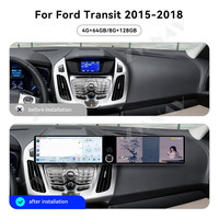 ZWNAV Double écran 12,3 pouces Carplay 2 Din pour Ford Transit 2015-2018 Lecteur multimédia Android Radio GPS Autoradio