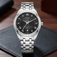 Montre à quartz de style professionnel, bracelet en acier inoxydable bicolore, accentuée de diamants, date, étanche, chiffres romains, luxe moderne