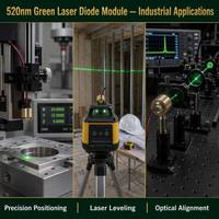 Module de diode laser verte 520 nm de qualité industrielle, mini, à focalisation réglable, point haute précision, pour positionnement, nivellement et alignement, garantie 1 an