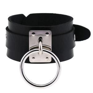 Punk di Grandi Dimensioni A Doppio Strato di Pelle Della Copertura Della Fascia Del Braccialetto Del Polso Bondage BDSM In Metallo Argento O Rotonda Gotico Braccialetti - Product Image 1