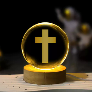 Decoratieve 60MM 80MM 3D Lasergegraveerde Jezus Engel Kruis Kristallen Bol Handgemaakt Aanpasbaar Huisdecoratie Cadeaus - Product Image 6