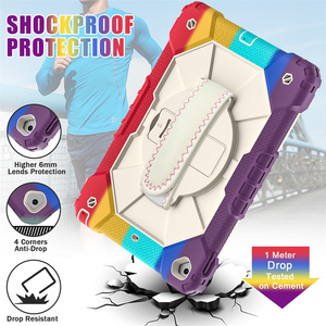 Áo giáp gồ ghề nhiệm vụ nặng nề chống sốc cầu vồng trẻ em PC Silicone bảo vệ máy tính bảng trường hợp cho iPad Pro 11inch & 10.9inch Tab S7 S8 S9 FE - Product Image 3