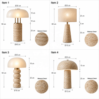 Collection de lampes de table en travertin, lampe de bureau en pierre naturelle, design Wabi Sabi pour hôtel boutique, chambre à coucher