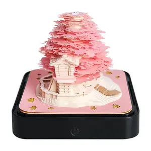 2024 Calendar 365 Days Sakura Tree House Building Block 3D Memo Pad Christmas New Year Gifts 3d Art Paper Calendar
