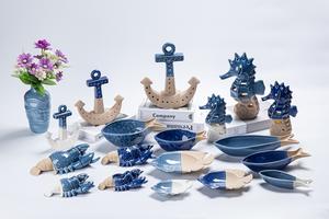 Mejor venta creativa serie mediterránea platos decorativos de cerámica <span class=keywords><strong>tortuga</strong></span> pescado cena azul océano bandejas para bodas - Product Image 6