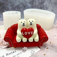 Valentinstag LOVE Herz Paar Eisbär Sofa Silikonform Kuchenform Mousseform für Kuchendekoration Schokoladenform Gipsform