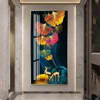 Cadre photo imprimé feuille de cerf doré, toile moderne en cristal, affiche nordique, photos, feuille de ginko, art mural