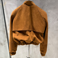 Veste courte en daim pour femme, vêtement d'extérieur en cuir véritable, blouson en daim
