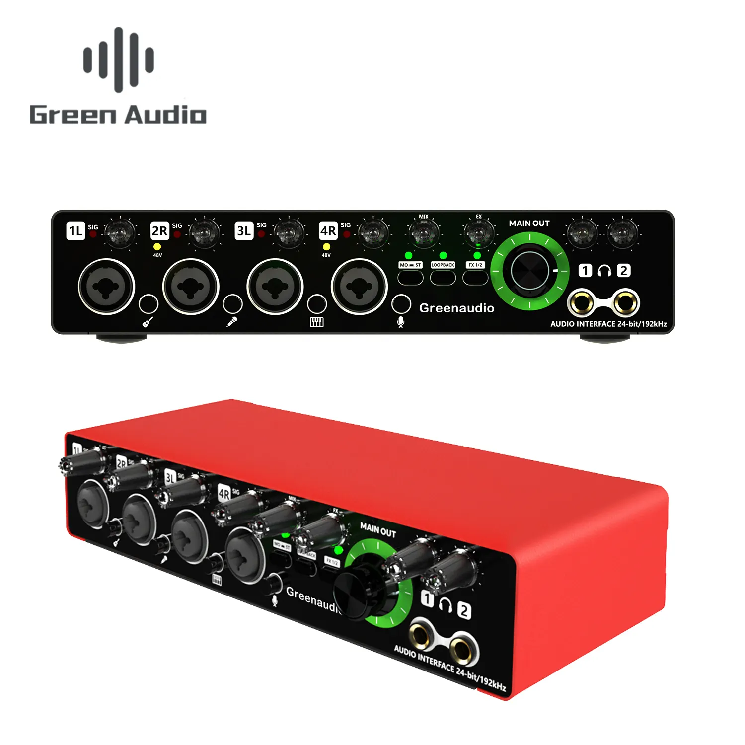 GAX-MD44 Interface de áudio profissional 4 canais 4 em 4 Interface de áudio para gravação de podcast instrumento musical