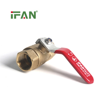 IFAN Vanne à boisseau sphérique en laiton forgé, filetage femelle, manche long rouge, pour gaz et eau, disponible en diverses tailles de 1/2'' à 2''