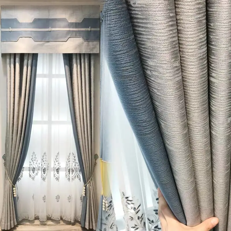 New style luxury thick faux silk blackout fancy jacquard window curtain panels with grommets