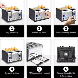 محمصة خبز كهربائية من الفولاذ المقاوم للصدأ بأربع شرائح 229225، محمصة ذكية بشاشة لمس كبيرة، محمصة خبز رقمية كهربائية بأربع شرائح موديل 2026 - Product Image 4