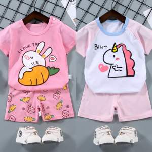 Nuova moda abbigliamento Casual <span class=keywords><strong>da</strong></span> ragazza Set 2 pezzi <span class=keywords><strong>giochi</strong></span> per bambini all'aperto Set di pantaloncini <span class=keywords><strong>da</strong></span> t-shirt con stampa modello carino all'ingrosso - Product Image 1