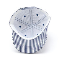 Topi Baseball Anak 6 Panel OEM 100% Katun, Motif Garis, Pelindung Sinar Matahari, Dapat Disesuaikan, Pola Pita, Dobby, Pinggiran Melengkung, Topi Sport