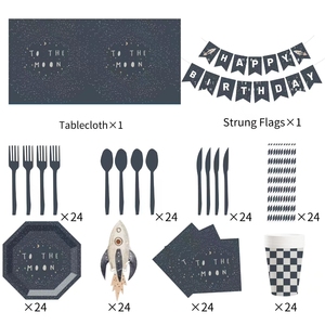 DAMAI - Juego de Platos de Papel con Forma de Cohete Personalizados para Fiestas de Cumpleaños, Tema de Astronauta, Vajilla Desechable para Niños - Product Image 3