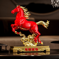 Élégante figurine en résine de cheval au galop avec base nuageuse, peinte à la main, nouveau style chinois, décoration bouddhiste pour entrée et bureau