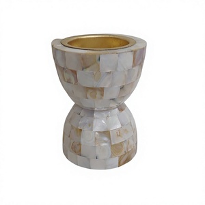 Mother Pearl Inlay Sandalwood Wood Bakhoor Floral Candle Stand Moroccan Style India Home Decor Tabletop Tea Light Incense Holder - Product Image 1