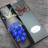 Boîte cadeau de 11 roses en savon, fleurs artificielles - pour le festival Qixi, la Saint-Valentin, Noël, un anniversaire, un mariage ; cadeau créatif