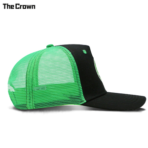 Gorra Trucker Estructurada de 5 Paneles con Logotipo Personalizado, Venta al por Mayor, Parche Tejido, Parte Trasera de Malla, Gorra Verde Neón en Contraste, Fabricante - Product Image 5