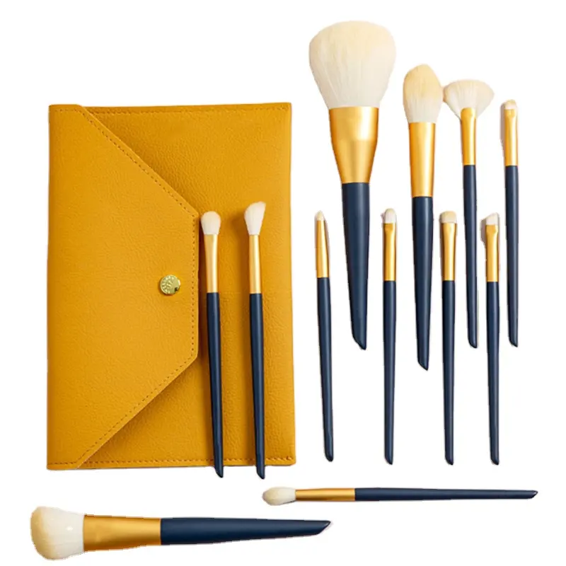 Wholesale ABS makeup brush set Professional brush set makeup 12 pcs High quality makeup brush set with PU Bag