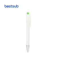 Stylo publicitaire personnalisé BestSub en gros, stylo à pression pour banque, bureau, école, blanc, impression 1 couleur pour étudiants