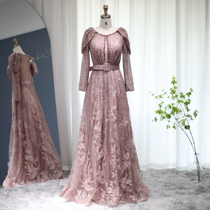 ชุดเดรสออกงานปาร์ตี้ตอนเย็นแขนยาวลายดอกไม้อาหรับหรูหรา SZ065 Jancember - Product Image 5