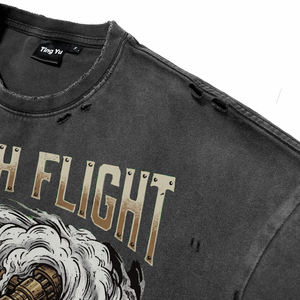 T-shirts pour hommes vintage, effet délavé, style punk, imprimés graphiques, surdimensionnés, en coton, streetwear, mode, vente en gros, t-shirts de haute qualité - Product Image 6
